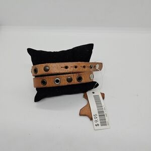 NWT H&M brown leather wrap bracelet with studs